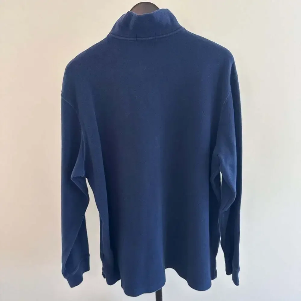 Polo Ralph Lauren Navy Blue Cotton 1/4 Zip Pullover Sweater XL
